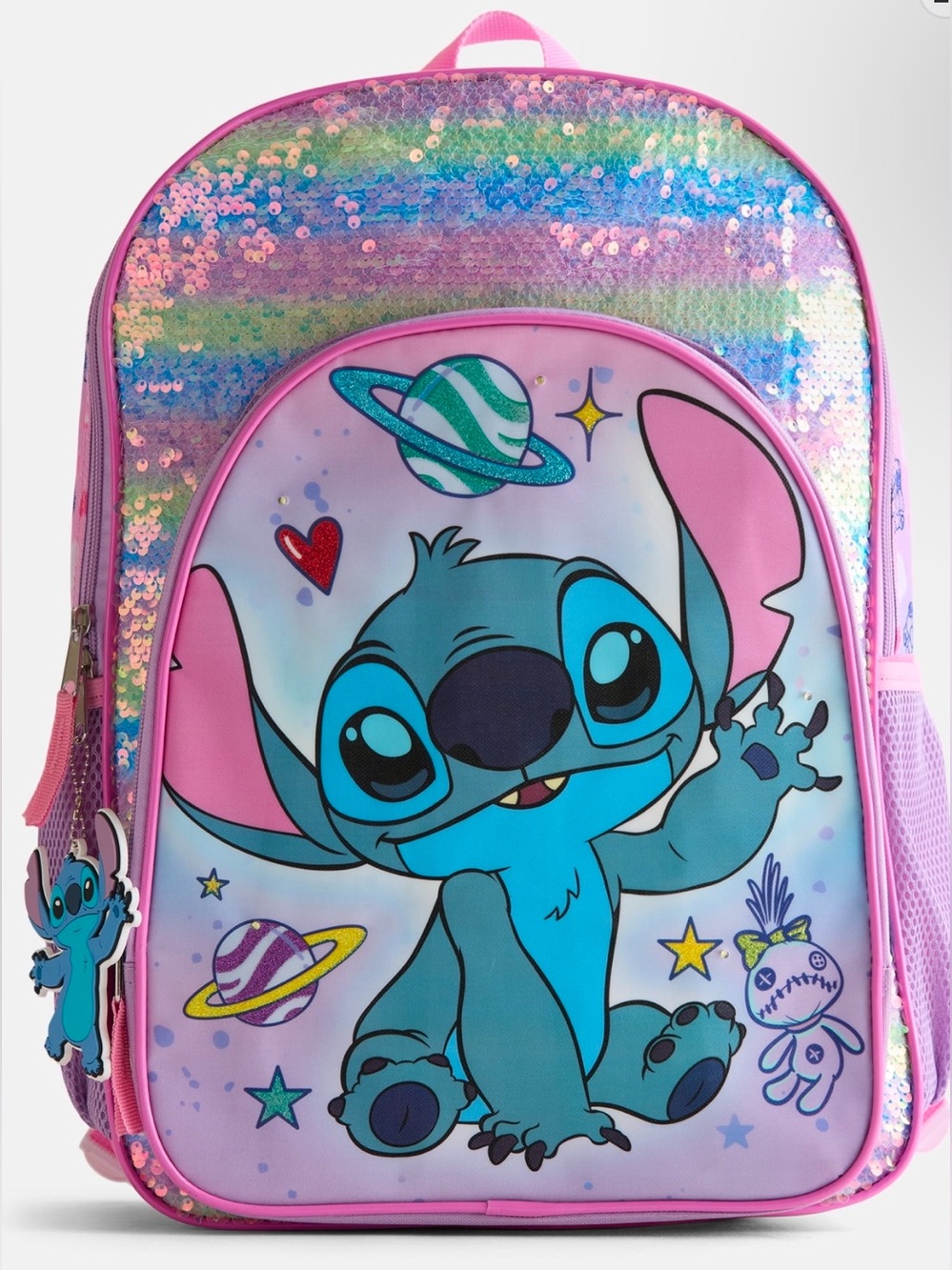 Disney Lilo & Stitch Girls 17" Rainbow Sequined Light Up Backpack